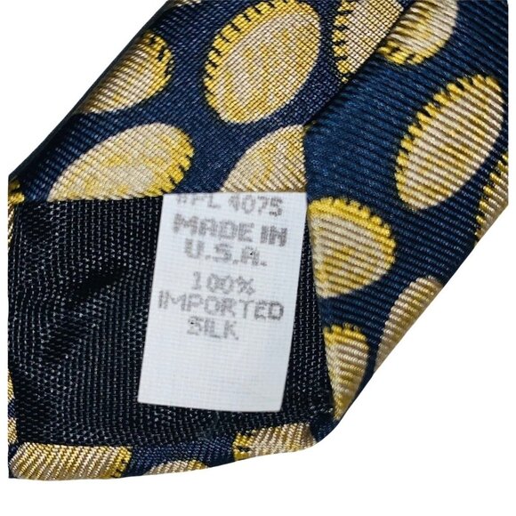 Wembley St. Patricks Day Navy Silk Tie With Shamrock & Gold Coin Design - Picture 5 of 5